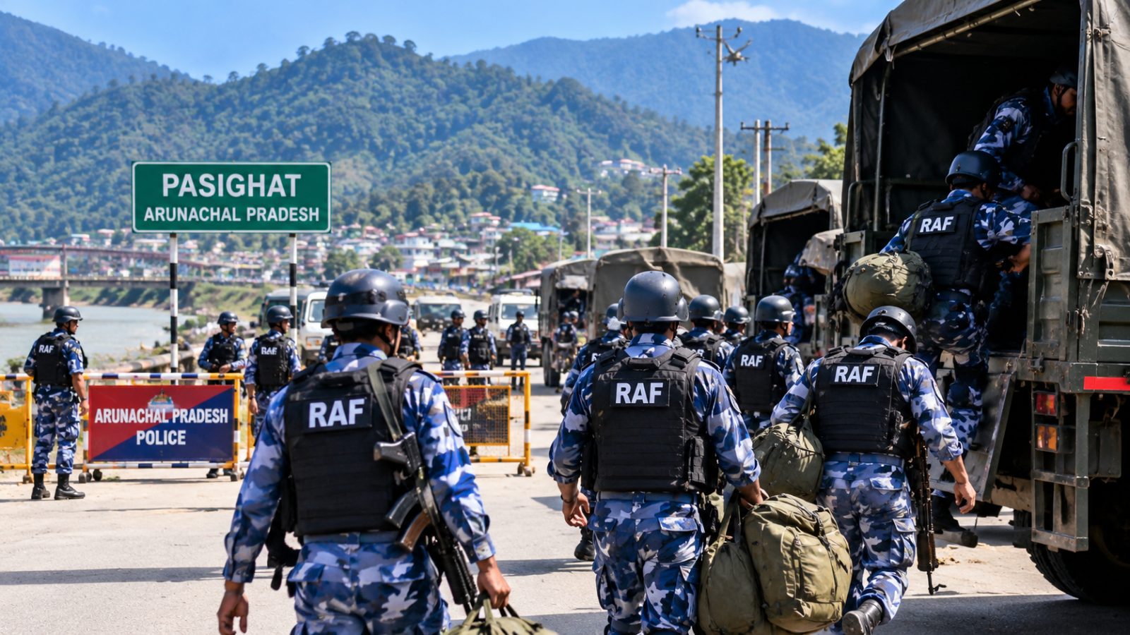 Representative image of security personnel deployed amid protests over the proposed Siang Upper Multipurpose Project in Arunachal Pradesh.